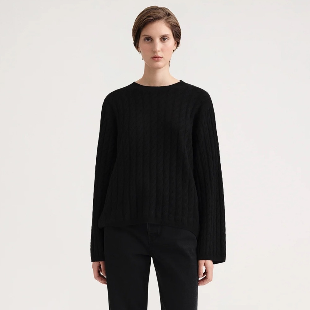 Totême Cashmere Cable Knit Black | XXS
